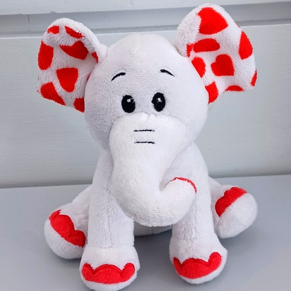 -RBI RON BANAFATO White ELEPHANT With Red HEART EARS Lovey Valentine's PLUSH 7โ - Picture 2 of 10